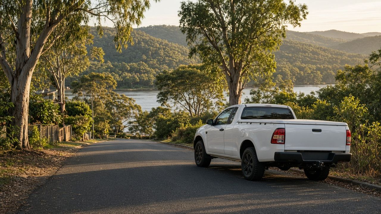 White ute on a road through bushland near the Shoalhaven